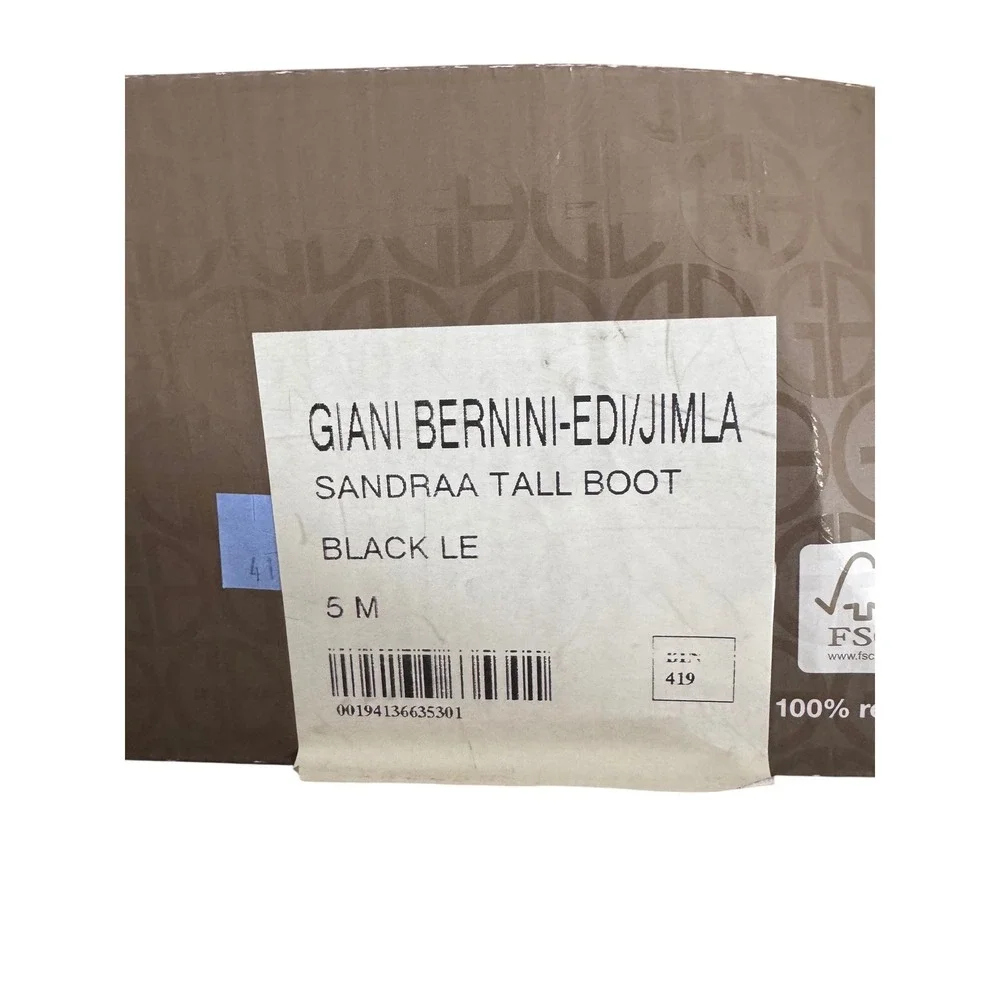 Gianni Bernini Tall Boot Black Leather Women's Size‎ 5M Riding Style